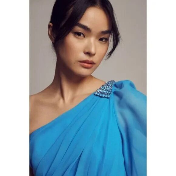 Anthropologie Sachin & Babi Womens Size 4 Makayla Azure Blue Gown Maxi Dress - Picture 4 of 5